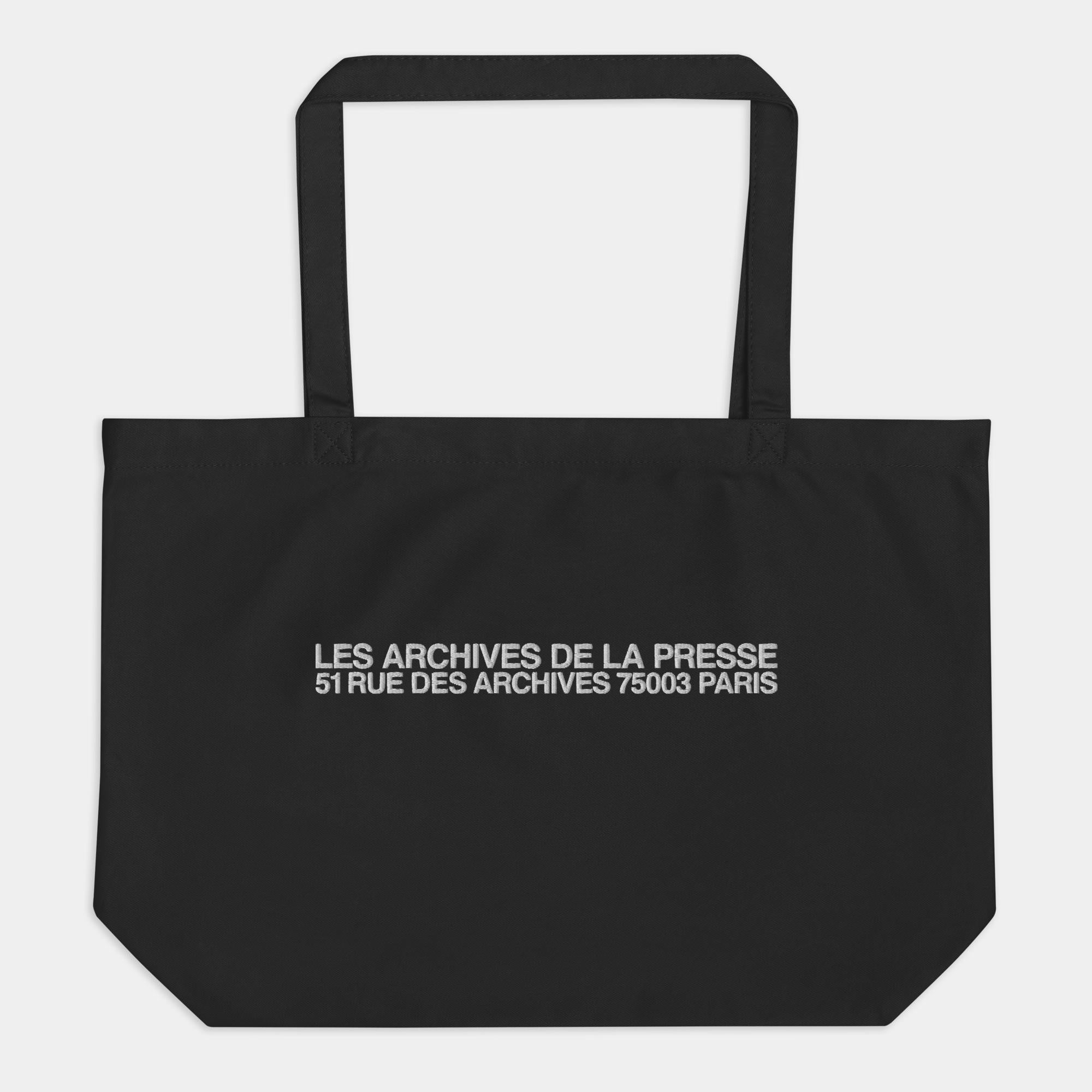Les Archives De La Presse Embroidered Cotton Magazine Bag