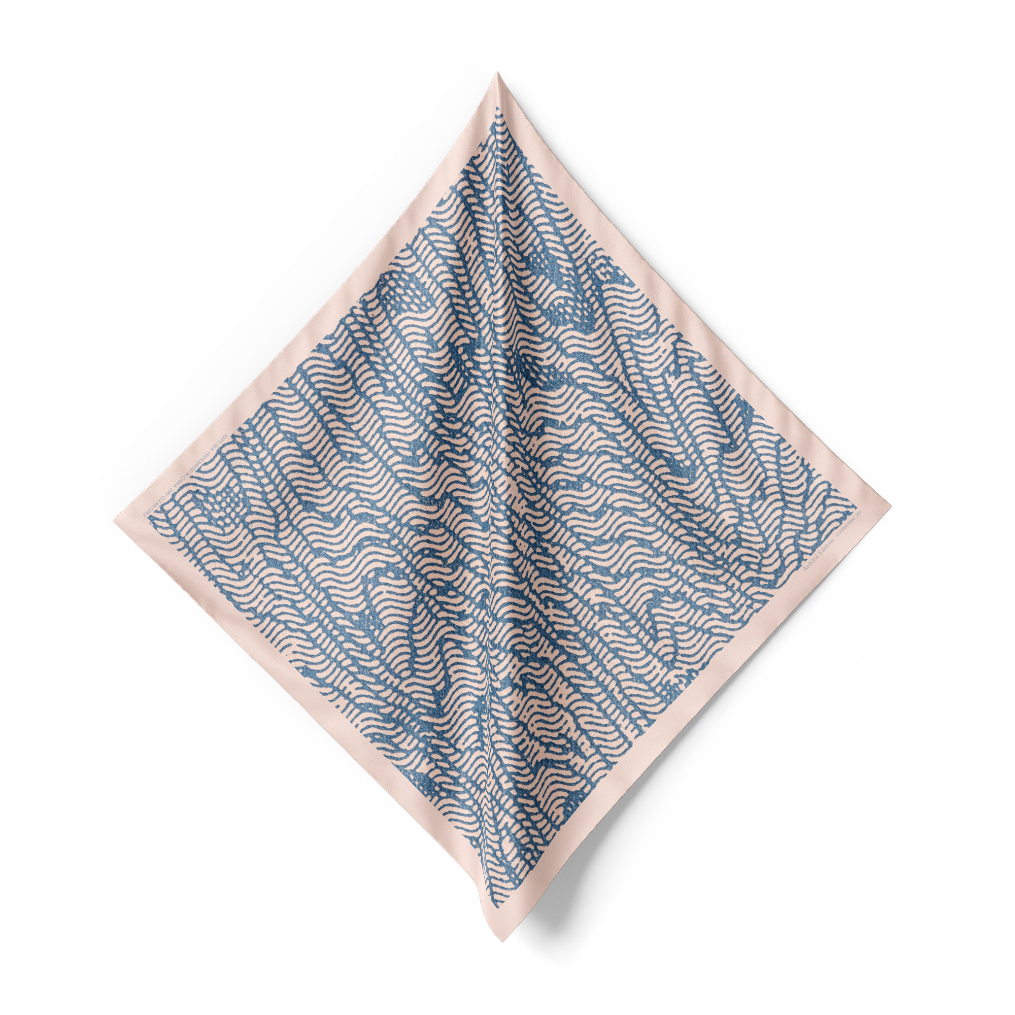 Confidential Bandana Silk Scarf in Faded Blue/Dusty Pink