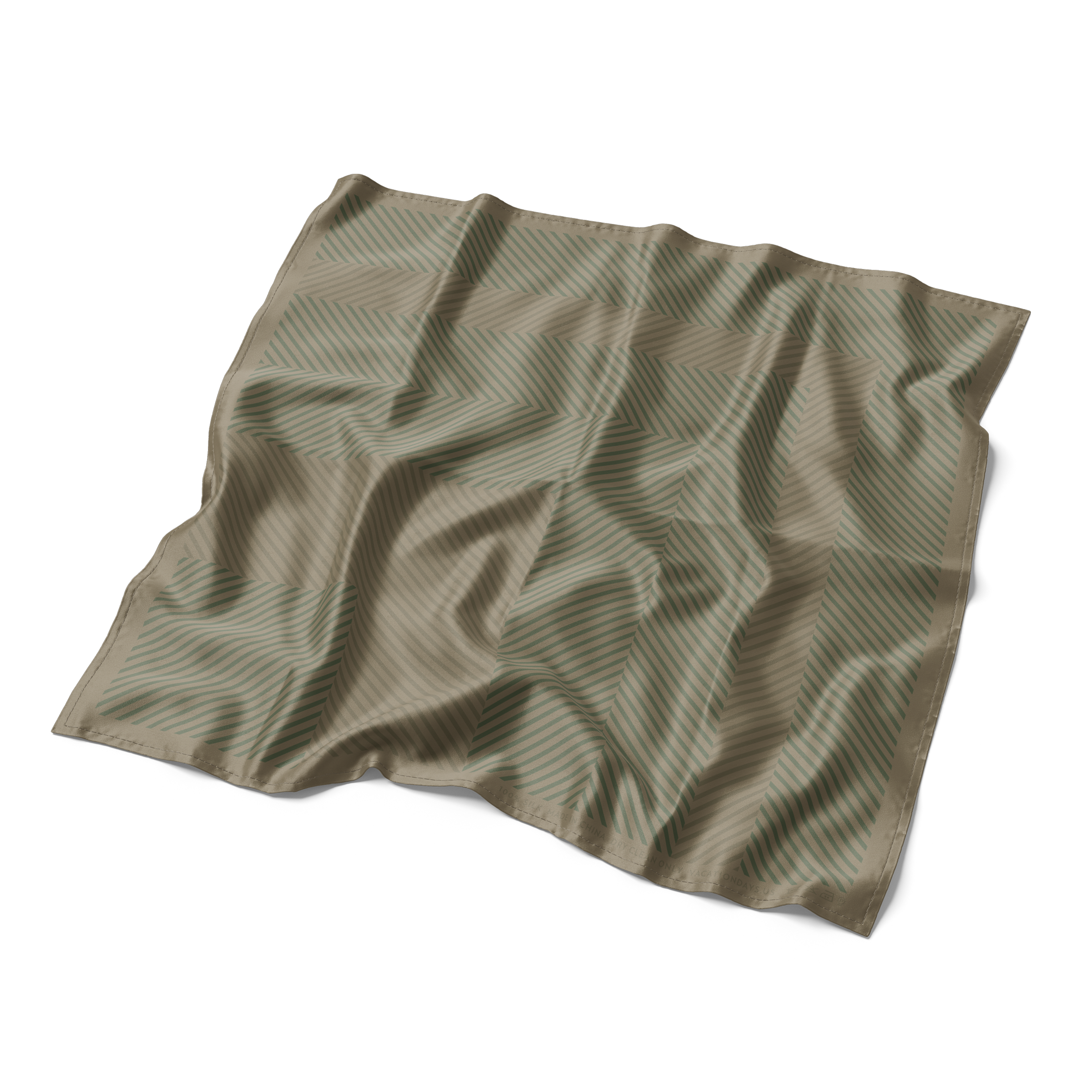 Geo Silk Pocket Square in Forest Green and British Khaki